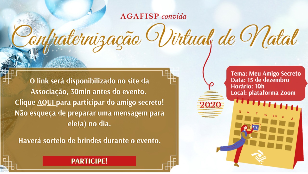 É Natal! Abrace virtualmente seus colegas na confraternização da Agafisp | ANFIP - Associação Nacional dos Auditores Fiscais da Receita Federal do Brasil É Natal! Abrace virtualmente seus colegas na confraternização da Agafisp | ANFIP - Associação Nacional dos Auditores Fiscais da Receita Federal do Brasil